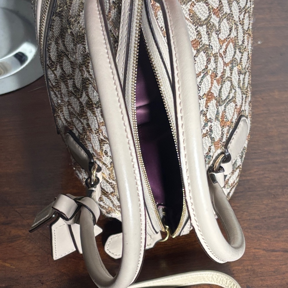 Coach Poppy 2013 East/West Satchel/Crossbody in Sequin w Satin Purple Inside - Picture 15 of 16